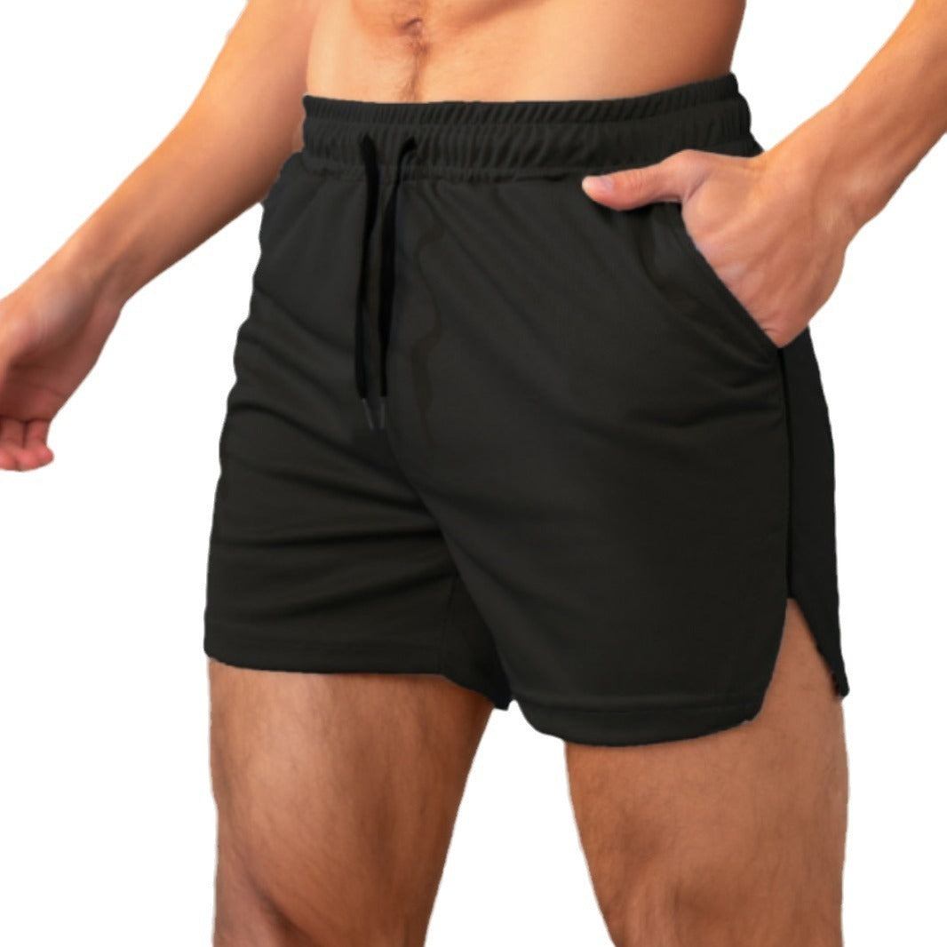 Shorts sportivi da uomo in mesh traspirante, tinta unita fitness, running e