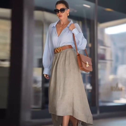 Autumn New Fashion Simple Pure Color All-matching Temperament Skirt