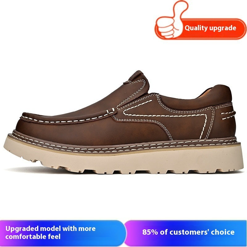 Scarpe Uomo Basse Casual – Suola Spessa, Punta Tonda in Pelle