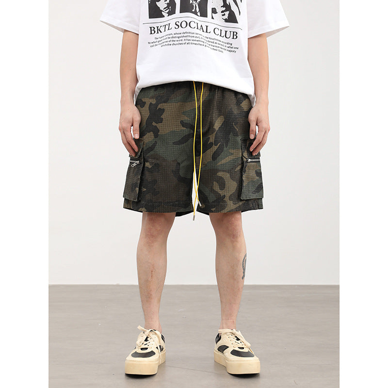Pantaloncini Uomo Cargo Multitasche – Stile Workwear Americano, Camouflage, Leggeri e Resistenti
