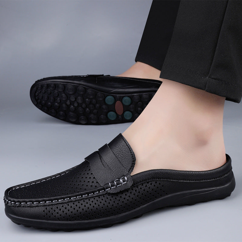 Scarpe Uomo Casual in Pelle Traforata – Mezza Ciabatta Traspirante