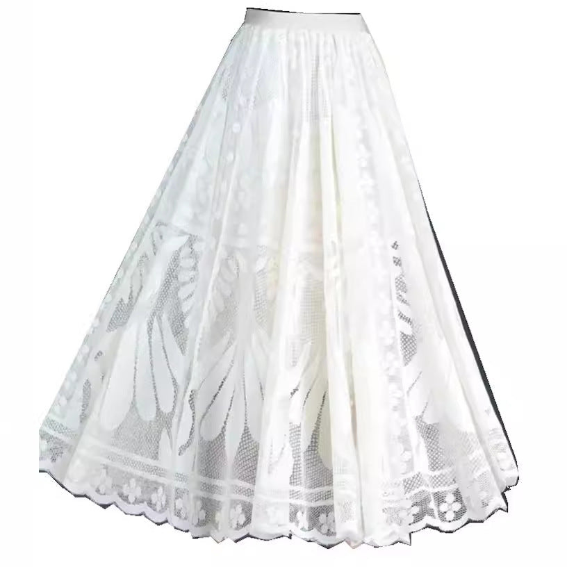 High Waist Slimming Large Hem A- Line Gauzy Skirt