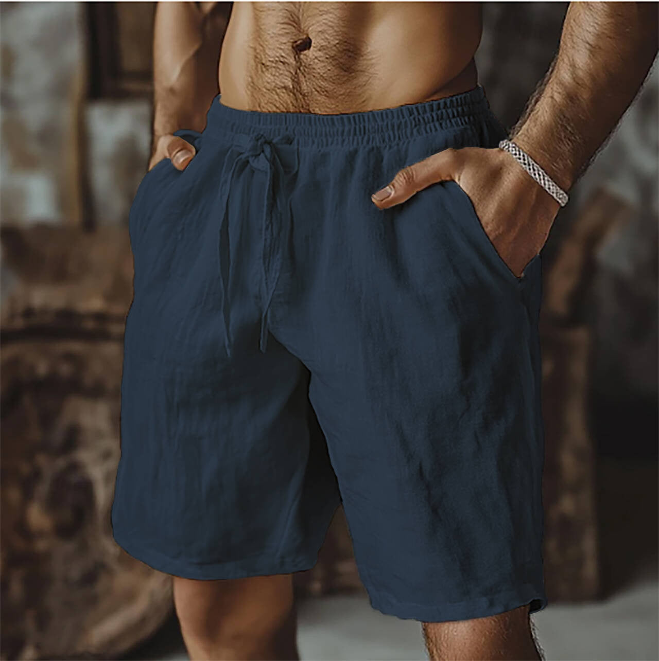 Beach Shorts – Pantaloncini Estivi da Uomo, Cotone e Lino