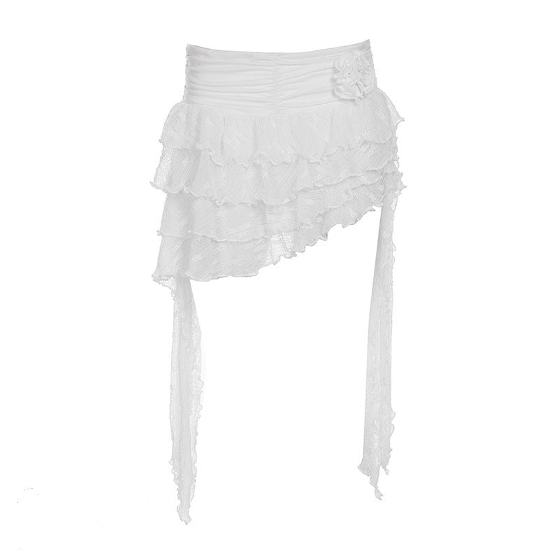 Vacation Style Three-dimensional Flower Lace Strap Skirt