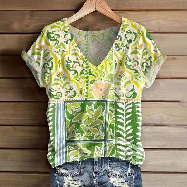 Women's Fashion Printed Short-sleeved T-shirt