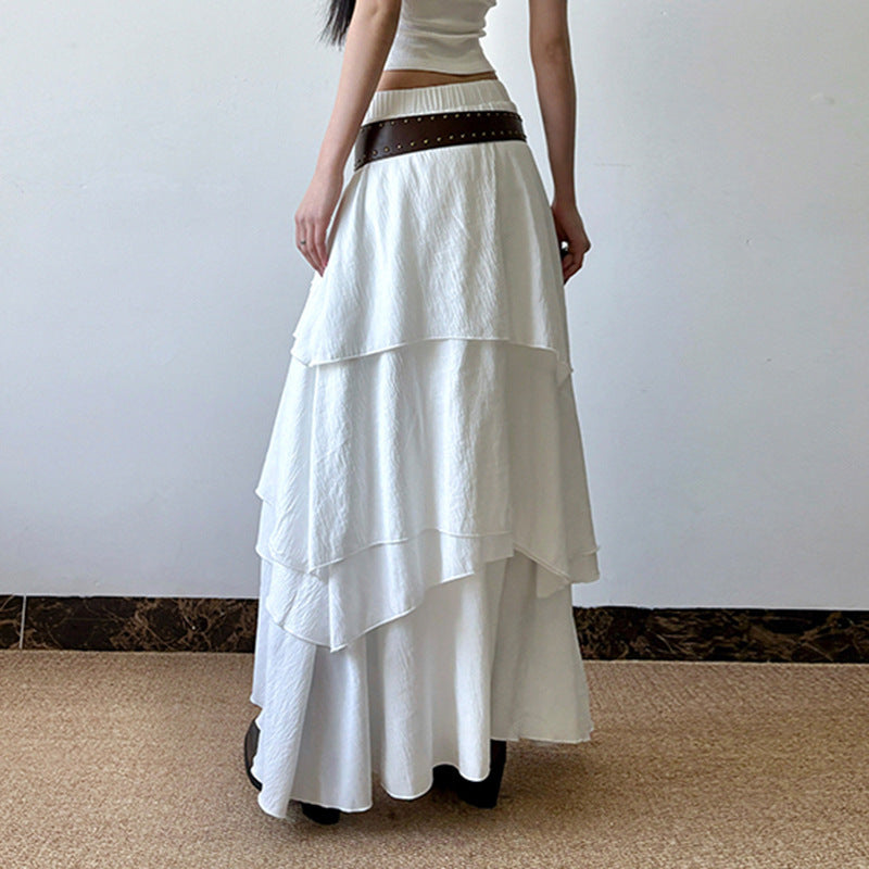 Vacation Style Low Waist Multi-layer Irregular Stitching Skirt