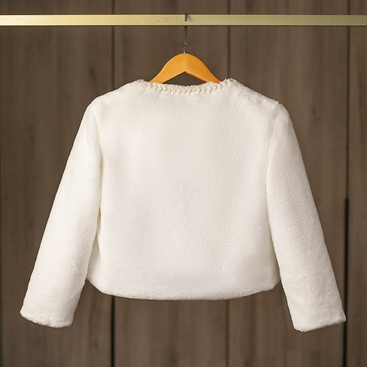 Women's Pure Color All-matching Warm Nail Pearl Fur Shawl Coat