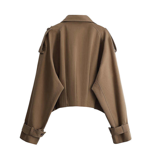 Women's Loose Retro Double Breasted Short Trench Coat