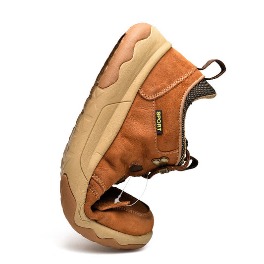 Scarpe Uomo Casual in Pelle Bovina da Trekking e Viaggio Resistenti – Marrone N.38-44
