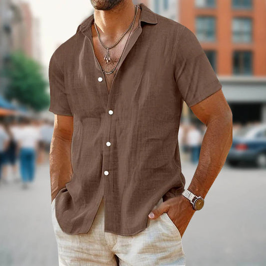 Men's Summer Loose V-neck Short-sleeved Shirt