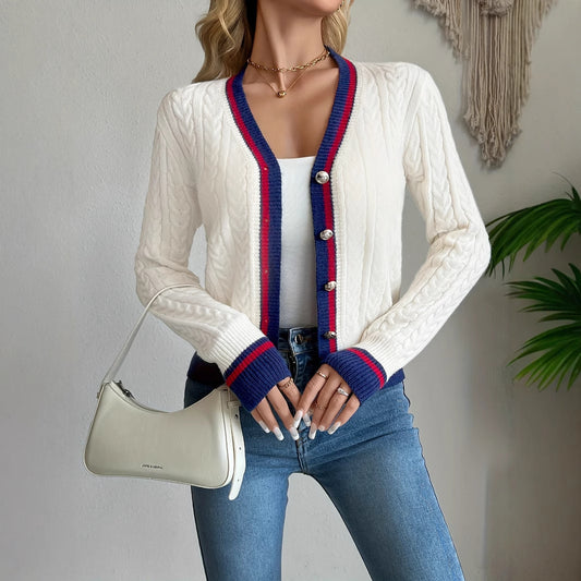 Button Cardigan Elegant Knitted Cardigan Sweater