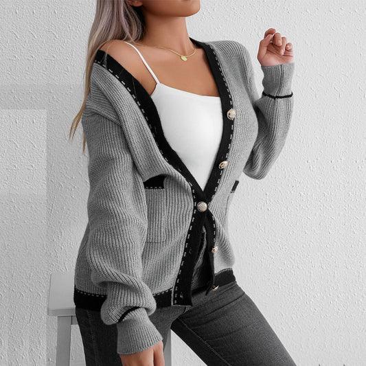 Idle Style Casual Knitted Long Sleeve Cardigan Coat