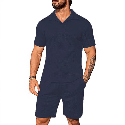 Men's Casual Solid Color Polo Short Oversleeves