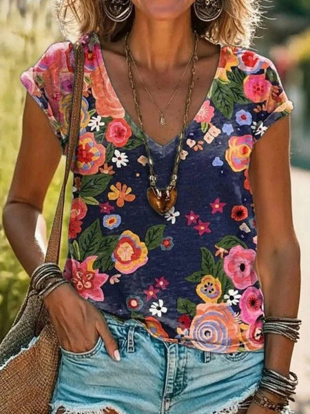 Women's Fashion Printed Short-sleeved T-shirt
