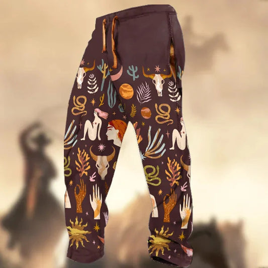 Pantaloni Uomo Stampati Dritti con Coulisse Casual
