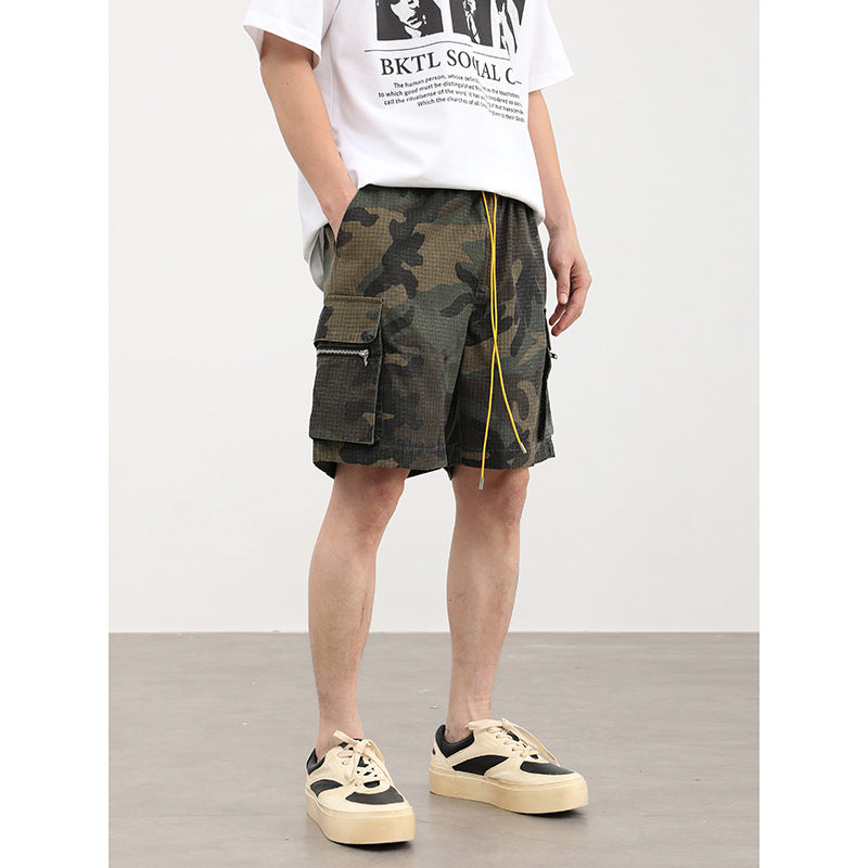 Pantaloncini Uomo Cargo Multitasche – Stile Workwear Americano, Camouflage, Leggeri e Resistenti