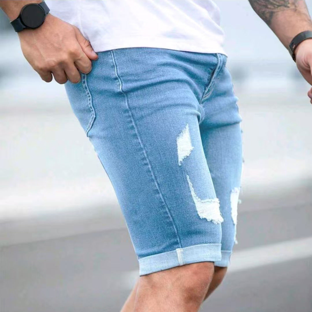 Look Giovane e Trendy: Shorts Uomo Denim Estivi a Multi-fori, Comfort e Stile