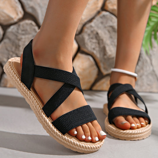 👡 Sandali Donna Piatti con Elastico – Casual Plus Size Stile Romano