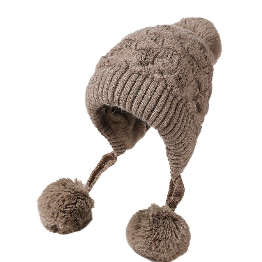 Idle Style Thick Double-layer Ear Protection Cold-proof Shuttlecock Rabbit Fur Hat