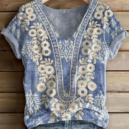 Women's Fashion Printed Short-sleeved T-shirt