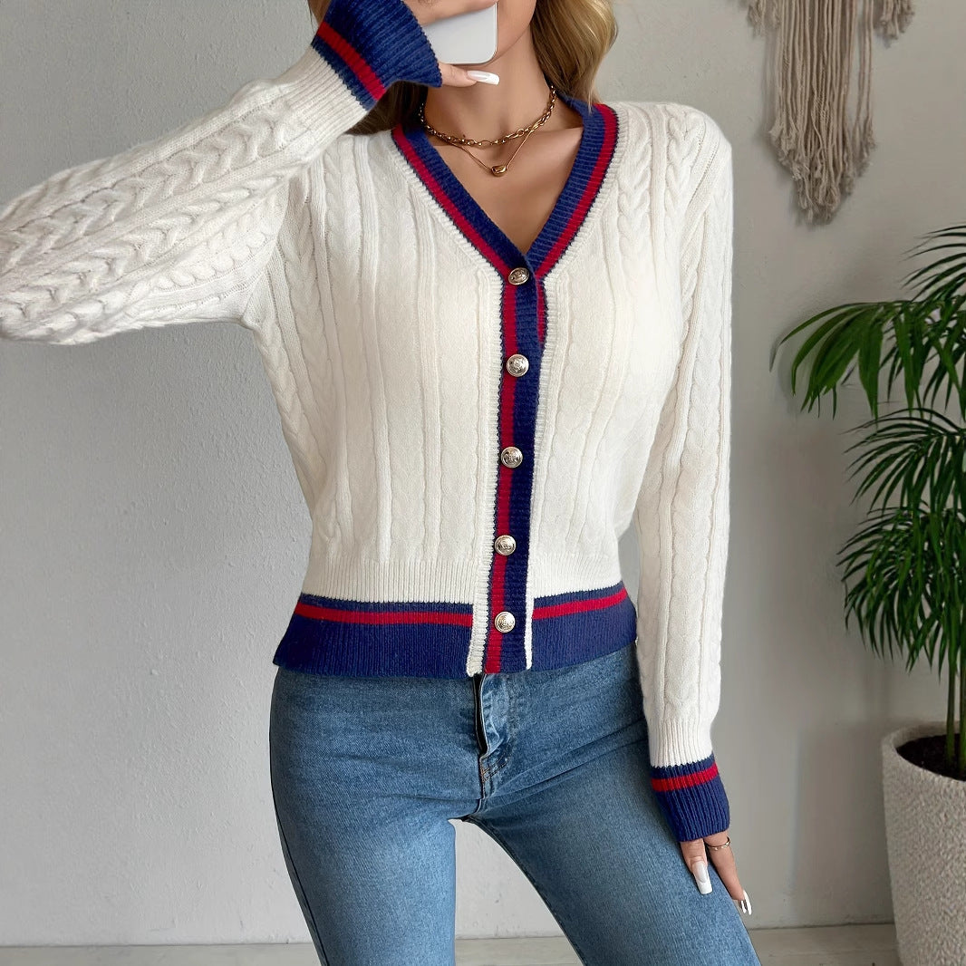 Button Cardigan Elegant Knitted Cardigan Sweater