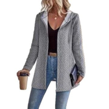 Casual Loose-fitting Women's Hoodie With Drawstrings Jacket Coat