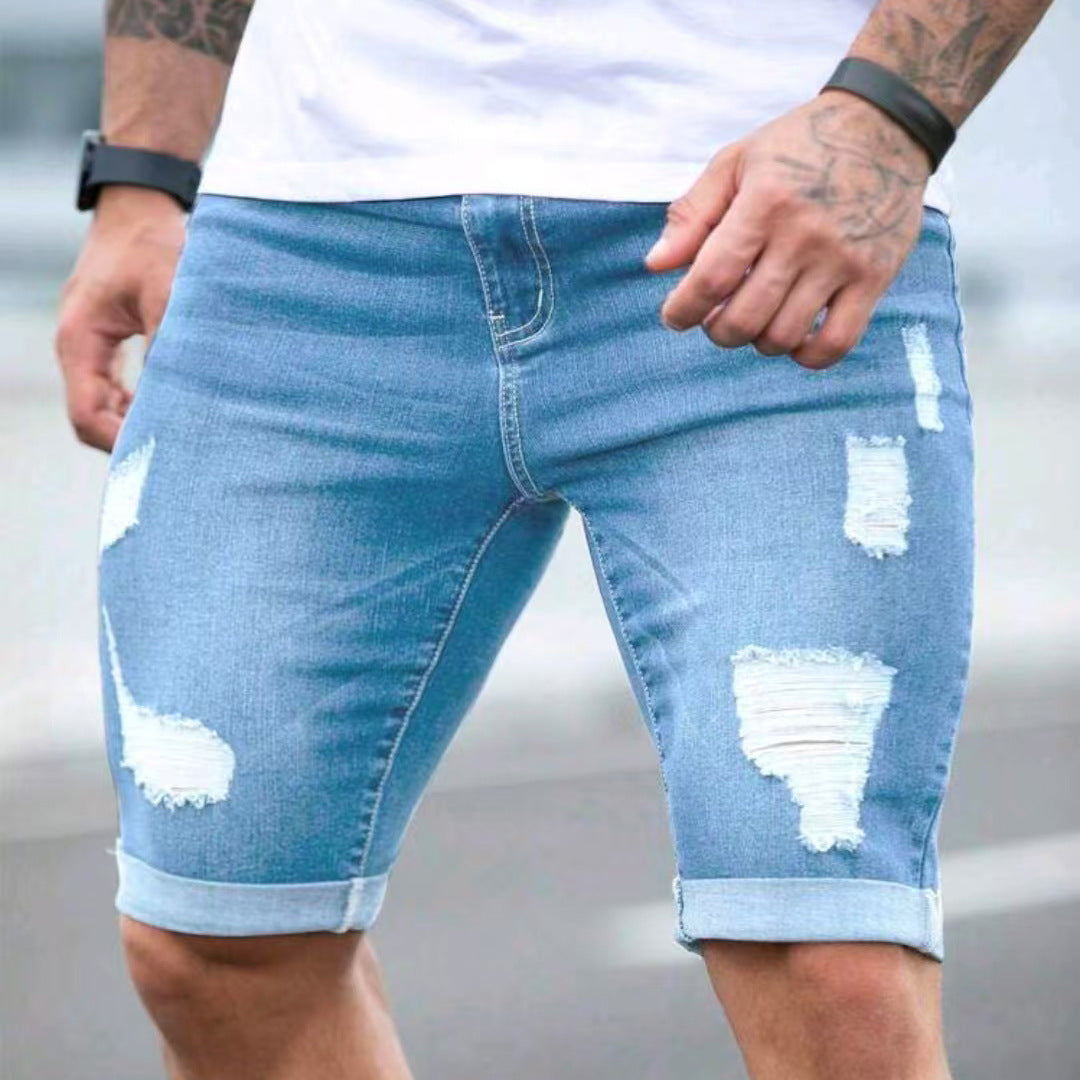 Look Giovane e Trendy: Shorts Uomo Denim Estivi a Multi-fori, Comfort e Stile