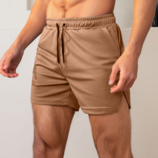 Shorts sportivi da uomo in mesh traspirante, tinta unita fitness, running e