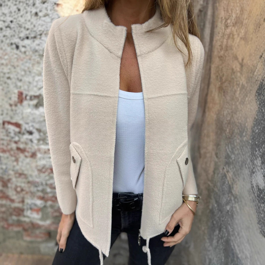 Loose Casual Simple Zipper Woolen Coat