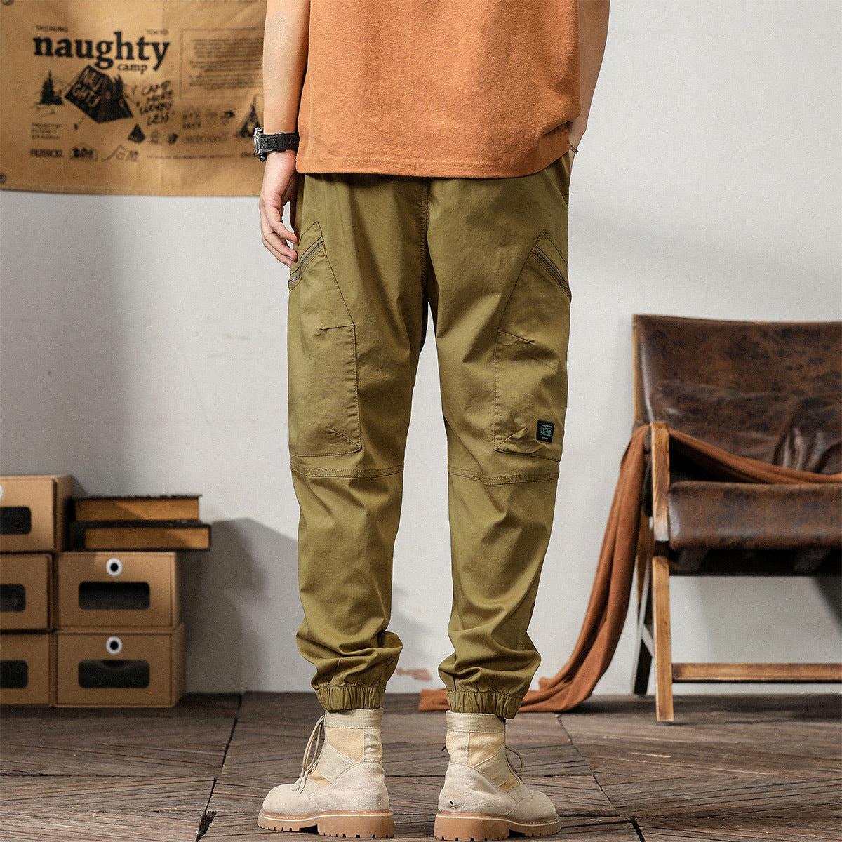 Men's New American Retro Overalls Hong Kong Style Trendy Brand Leisure Tappered Harem Pants