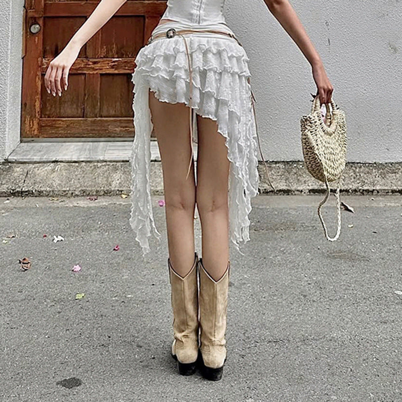 Vacation Style Three-dimensional Flower Lace Strap Skirt