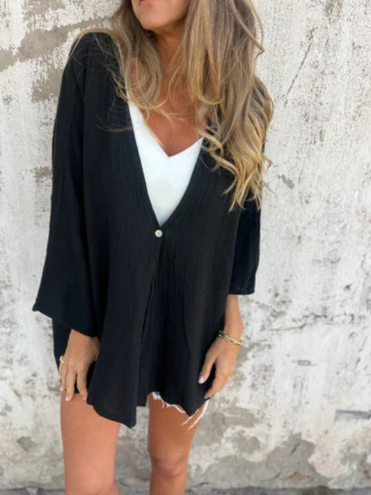 Cardigan V-neck Fashionable Loose Top For Women