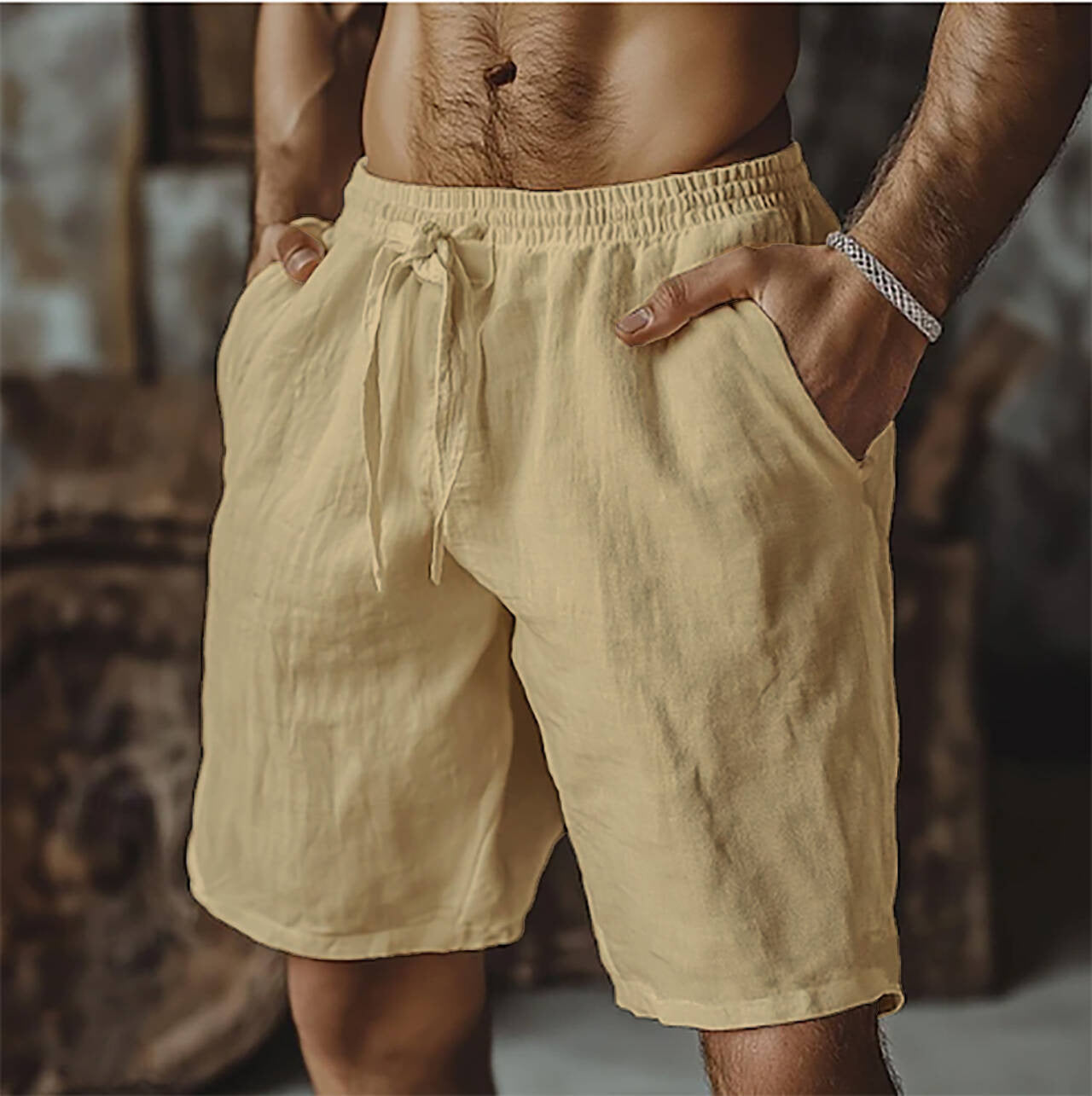 Beach Shorts – Pantaloncini Estivi da Uomo, Cotone e Lino
