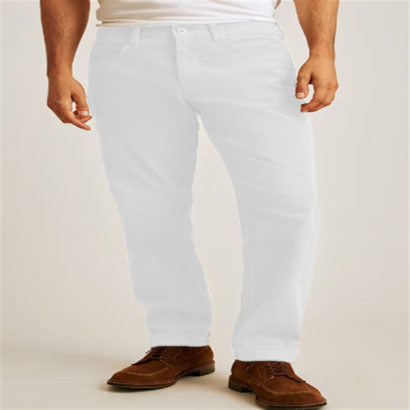 Corduroy Solid Color Loose Casual Straight Trousers