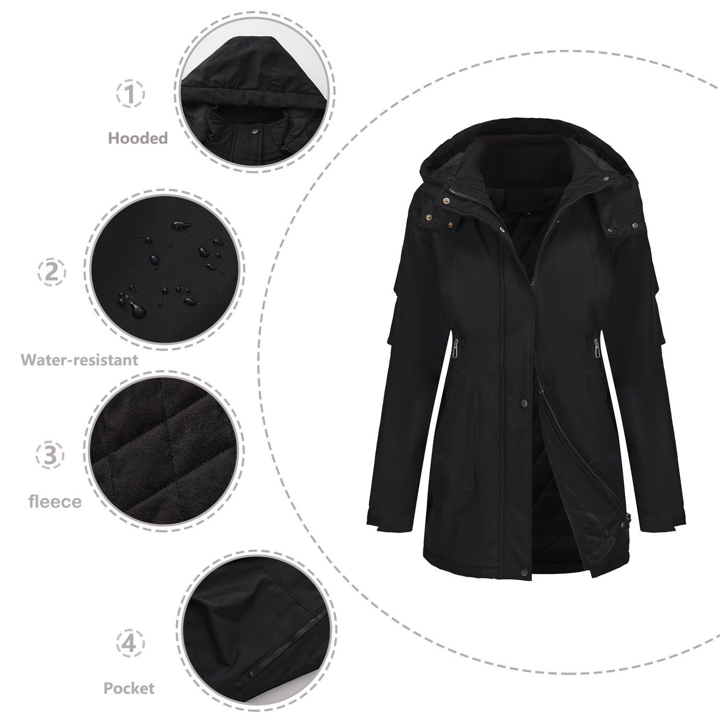Autumn And Winter Mountaineering Women's Casual Shell Jacket Parka
