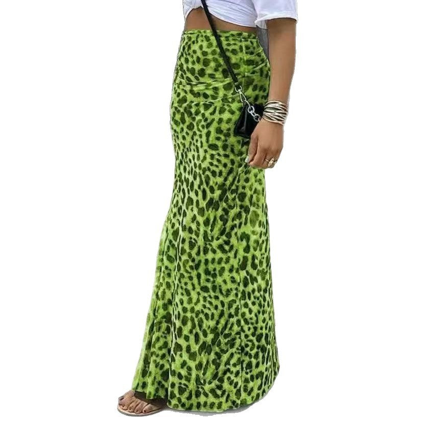 Leopard Print Women's High Waist Elegant Graceful Slimming Skirt