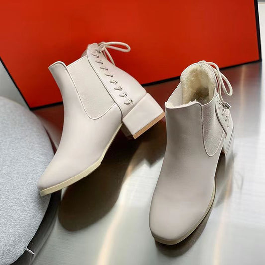 Stivaletti Donna Martin in Velluto Caldi Impermeabili con Fiocco Platform – 2 Colori N.34-40