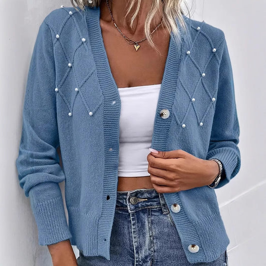 Autumn And Winter Women's Cardigan Sweater V-neck