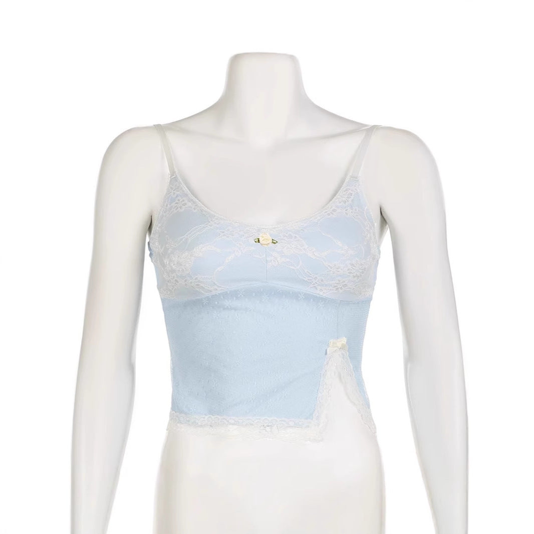 Contrast Color Embroidered Lace Sling For Women