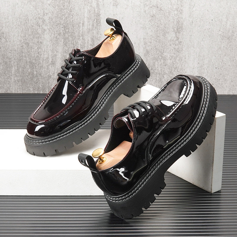 Men's Retro British Style Casual Shoes With Inner Heightening Thick Sole