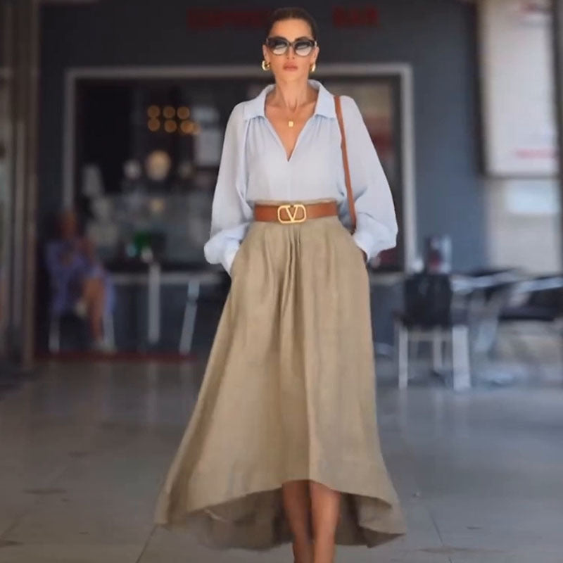 Autumn New Fashion Simple Pure Color All-matching Temperament Skirt