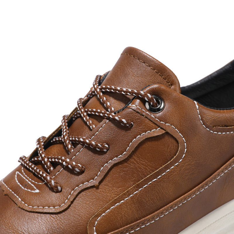 Leather Surface Men's Low-top Sneakers Warm Casual Shoes