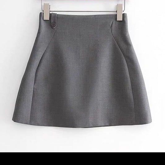 Graceful Gray High Waist Slim-fit Skirt Hip Skirt
