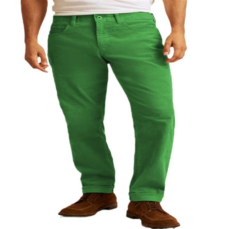Corduroy Solid Color Loose Casual Straight Trousers