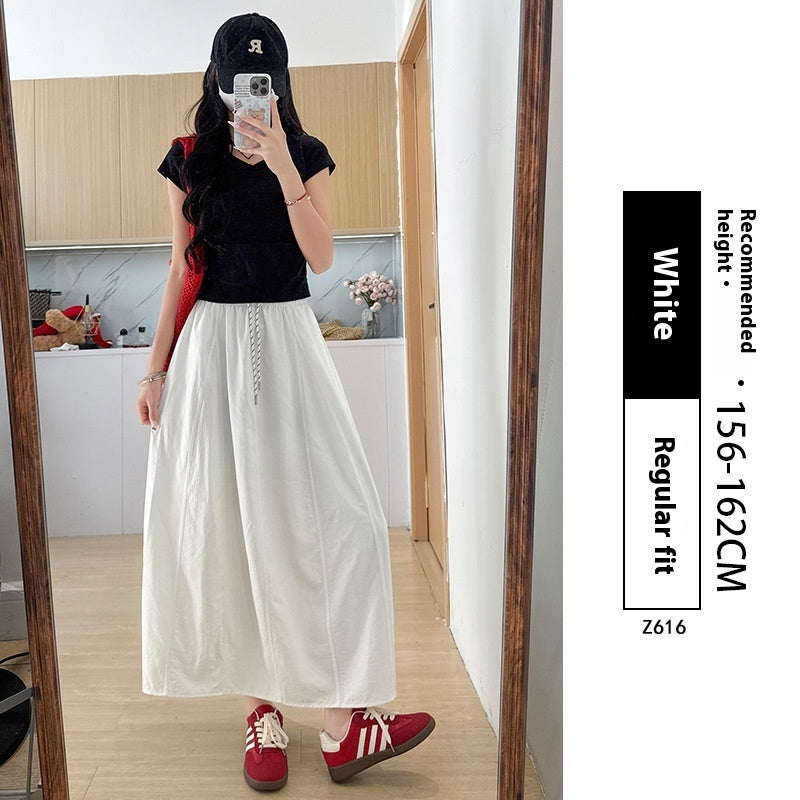 High Waist A- Line Plus Size Small Ice Silk Workwear Skirt