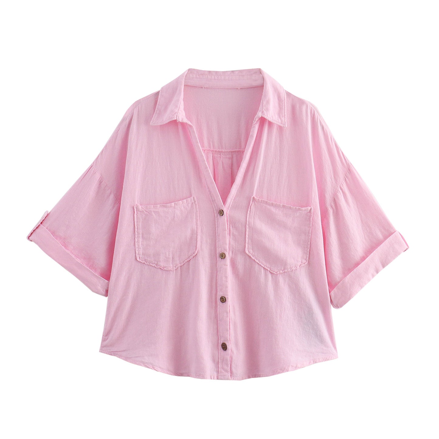 Retro Style Fashionable All-match Lapel Single Breasted Short Top
