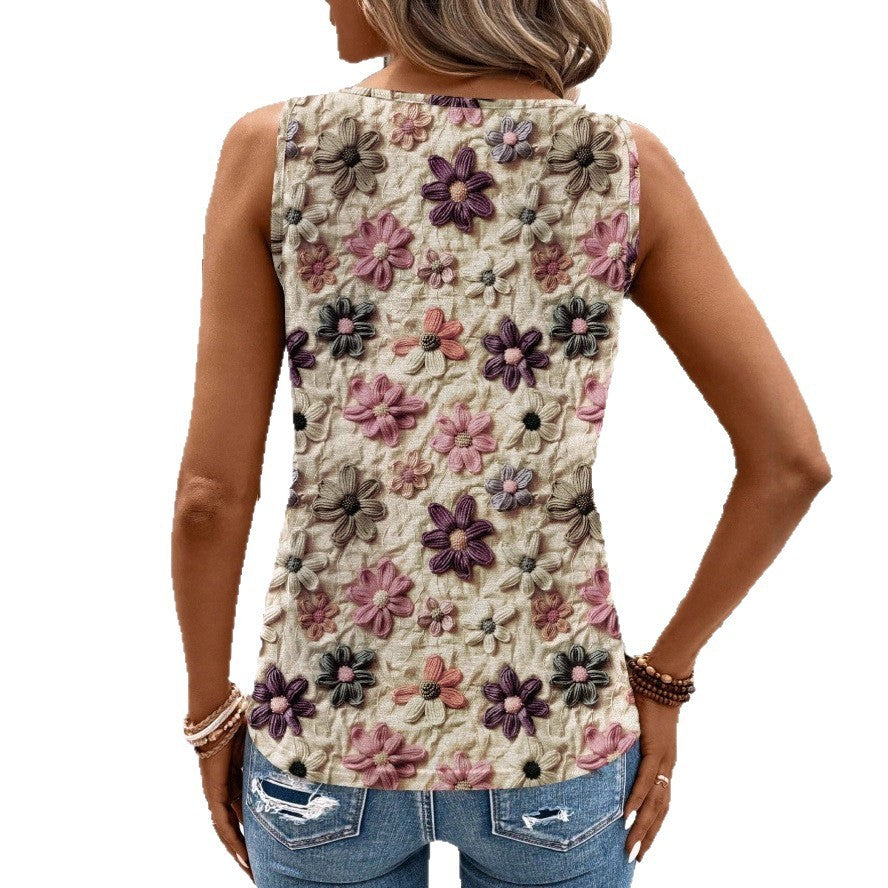 European And American Ladies Round Geometric Printed Vest