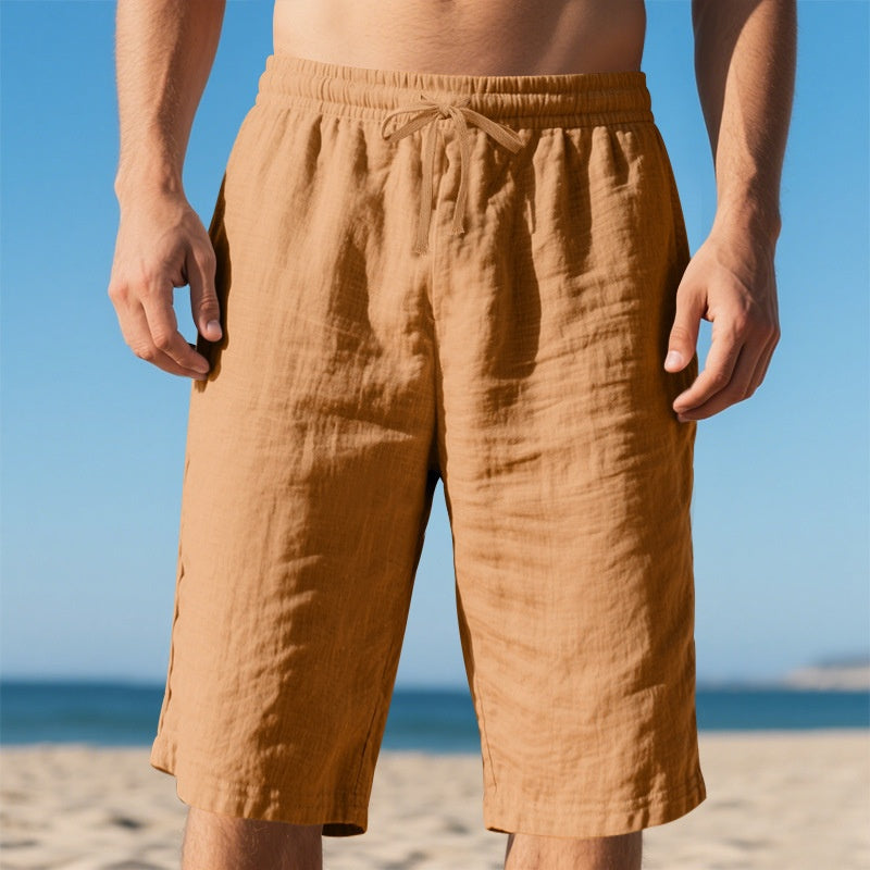 Shorts Uomo in Lino con Vita Elastico