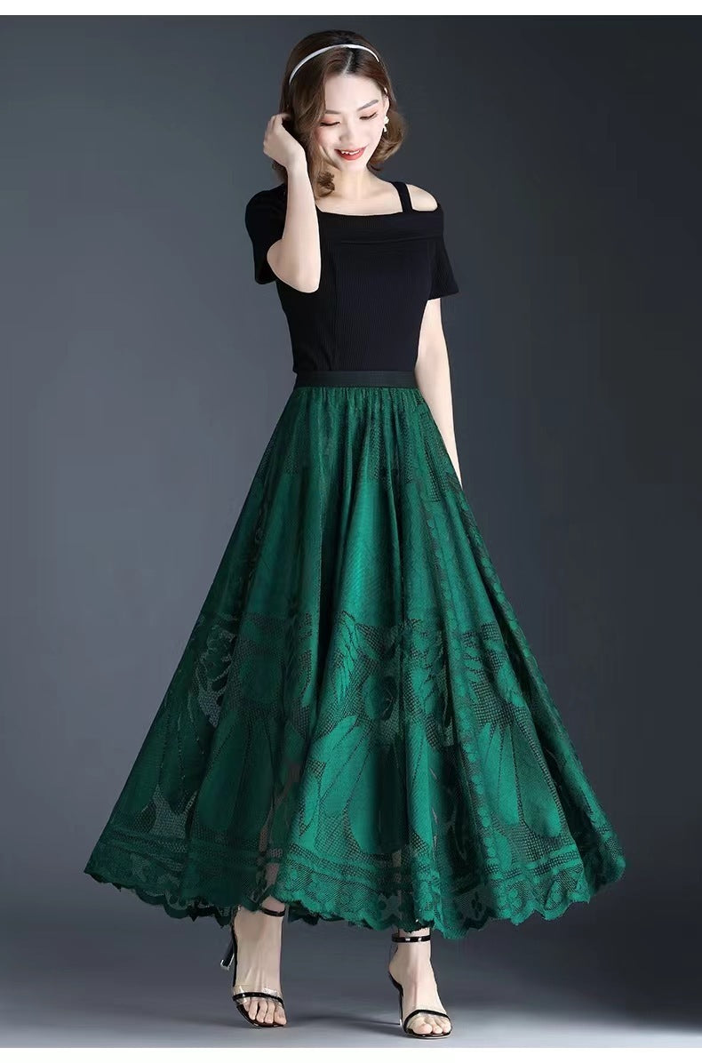 High Waist Slimming Large Hem A- Line Gauzy Skirt