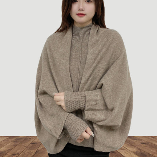 Women's Cashmere Shawl Knitting Cape Dual Purpose Scarf